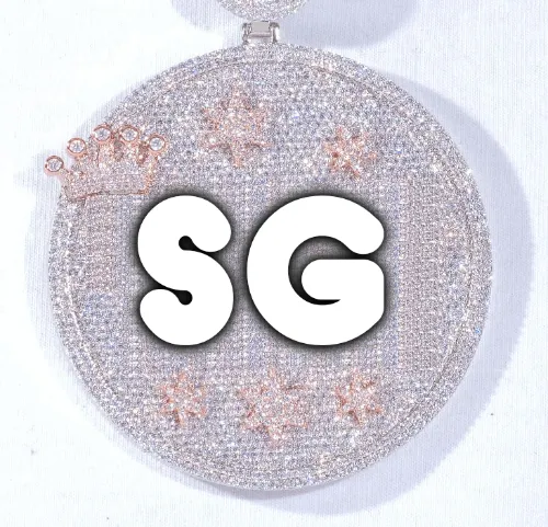 CUSTOM LETTER NECKLACE 3D BIG CROWN DISC sold by The GUU Shop