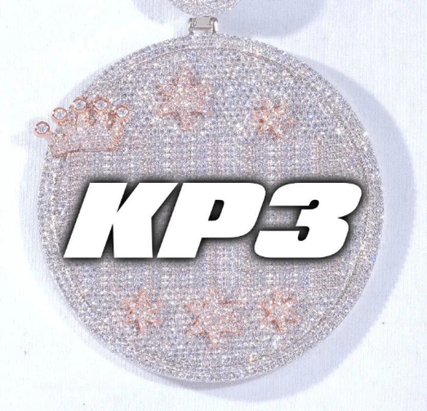 CUSTOM LETTER NECKLACE 3D BIG CROWN DISC sold by The GUU Shop