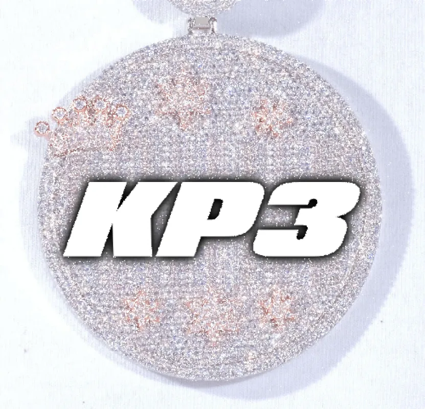 CUSTOM LETTER NECKLACE 3D BIG CROWN DISC sold by The GUU Shop