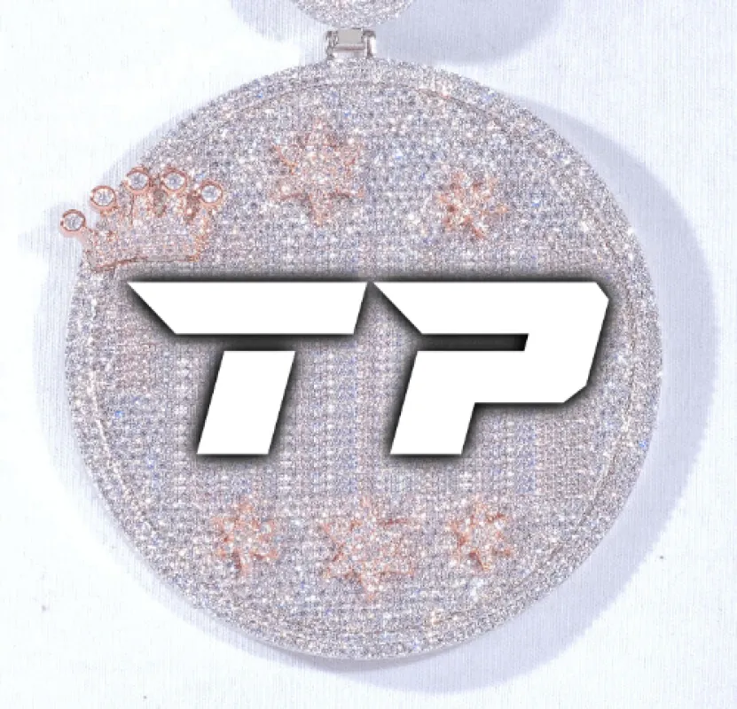 CUSTOM LETTER NECKLACE 3D BIG CROWN DISC sold by The GUU Shop