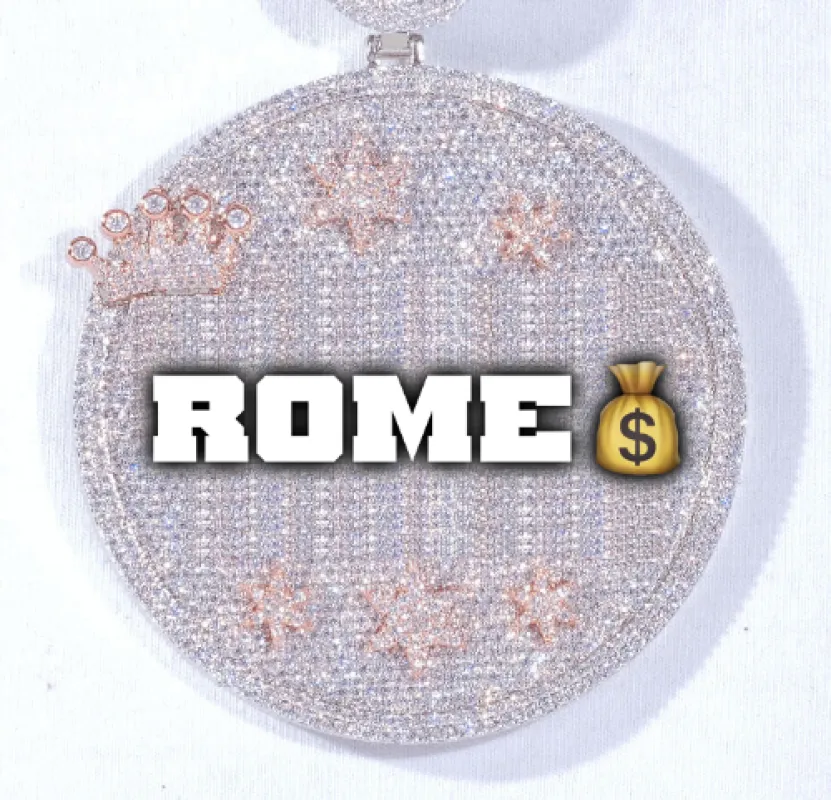 CUSTOM LETTER NECKLACE 3D BIG CROWN DISC sold by The GUU Shop