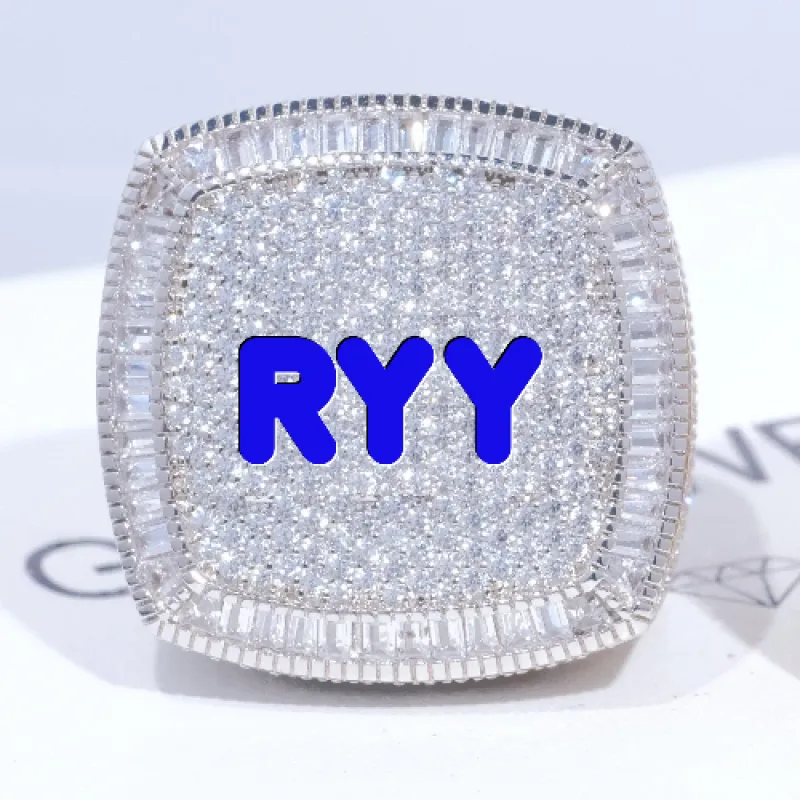 CUSTOM LETTER 3D ICED RING sold by The GUU Shop