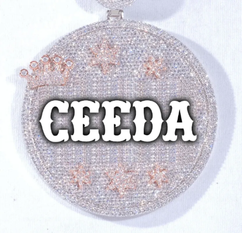 CUSTOM LETTER NECKLACE 3D BIG CROWN DISC sold by The GUU Shop