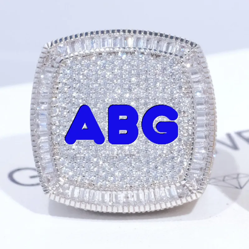 CUSTOM LETTER 3D ICED RING sold by The GUU Shop