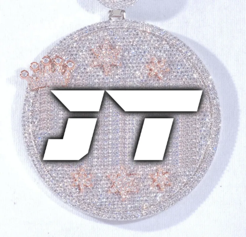 CUSTOM LETTER NECKLACE 3D BIG CROWN DISC sold by The GUU Shop