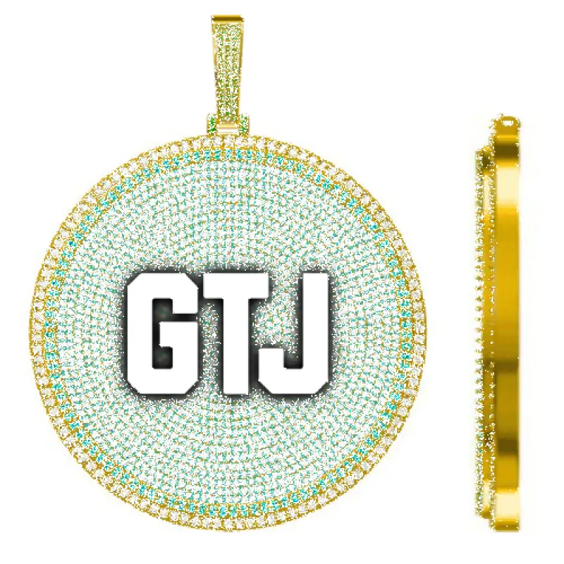 CUSTOM LETTER NECKLACE 3D BIG DISC sold by The GUU Shop