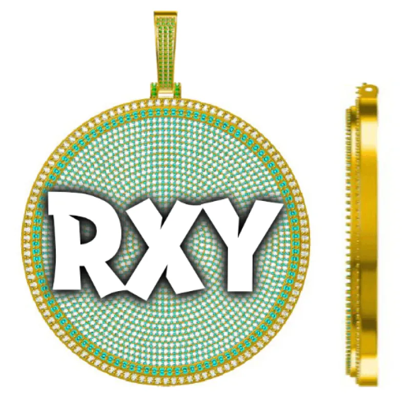 CUSTOM LETTER NECKLACE 3D BIG DISC sold by The GUU Shop