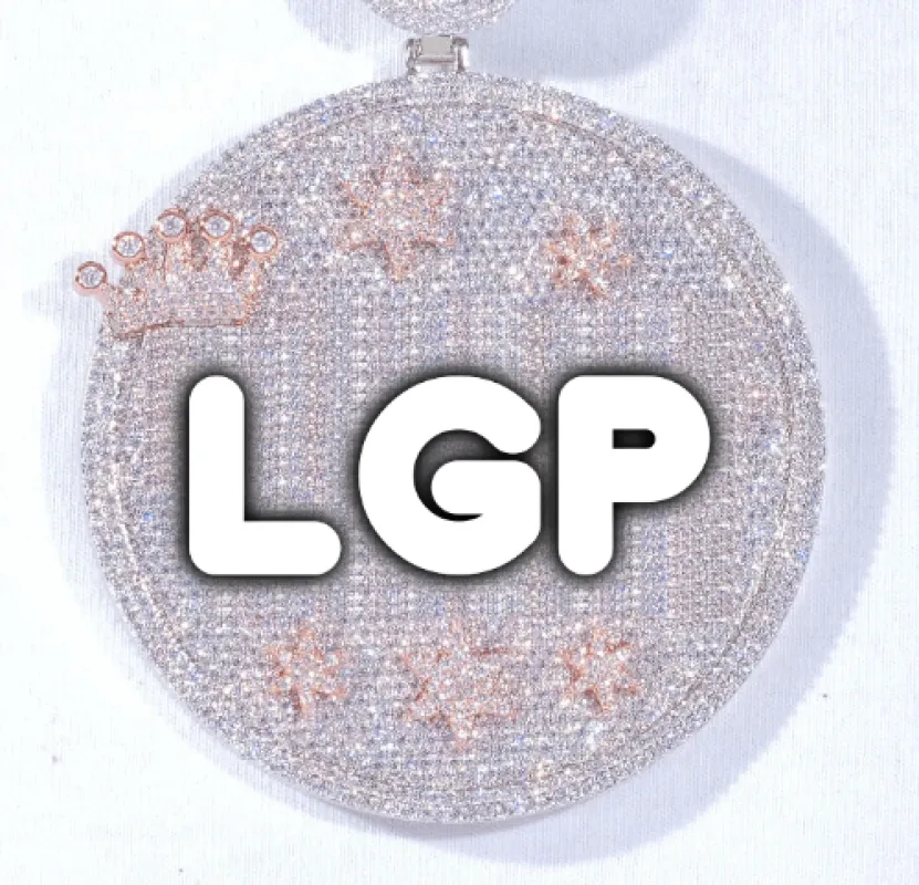 CUSTOM LETTER NECKLACE 3D BIG CROWN DISC sold by The GUU Shop