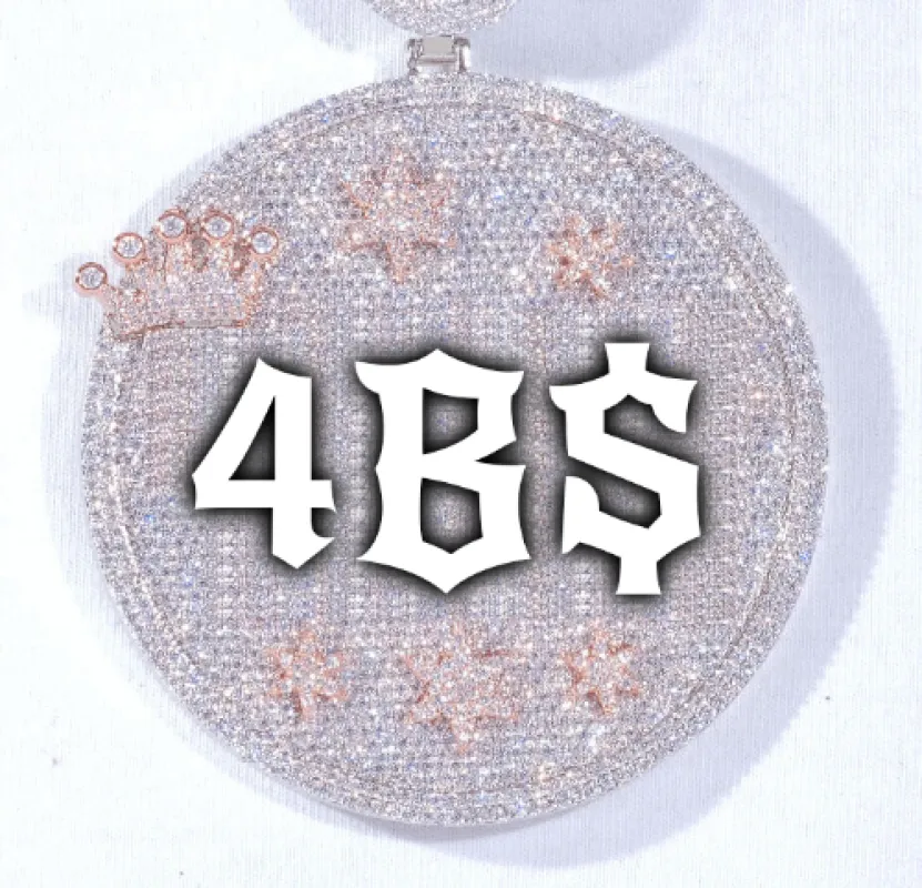 CUSTOM LETTER NECKLACE 3D BIG CROWN DISC sold by The GUU Shop