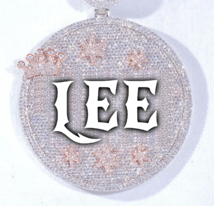 CUSTOM LETTER NECKLACE 3D BIG CROWN DISC sold by The GUU Shop
