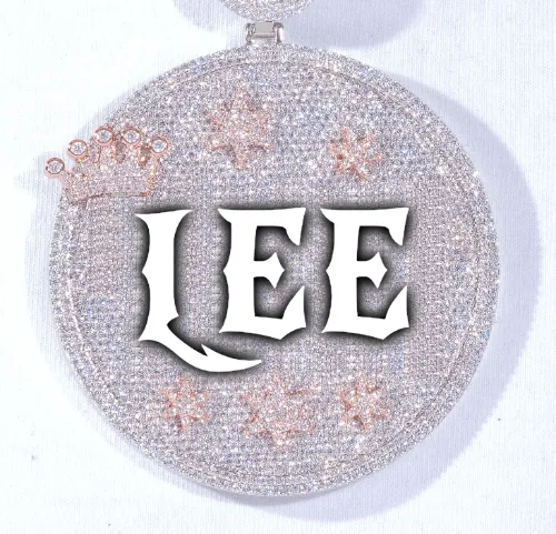 CUSTOM LETTER NECKLACE 3D BIG CROWN DISC sold by The GUU Shop
