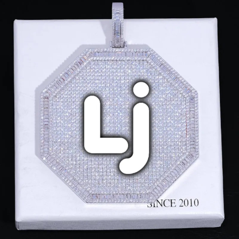 CUSTOM LETTER NECKLACE 3D BIG OCTAGON sold by The GUU Shop