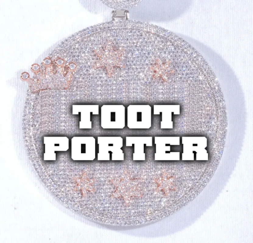 CUSTOM LETTER NECKLACE 3D BIG CROWN DISC sold by The GUU Shop