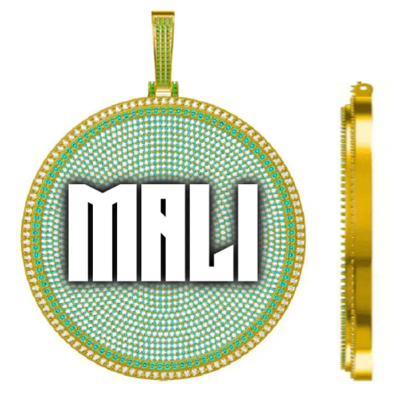 CUSTOM LETTER NECKLACE 3D BIG DISC sold by The GUU Shop