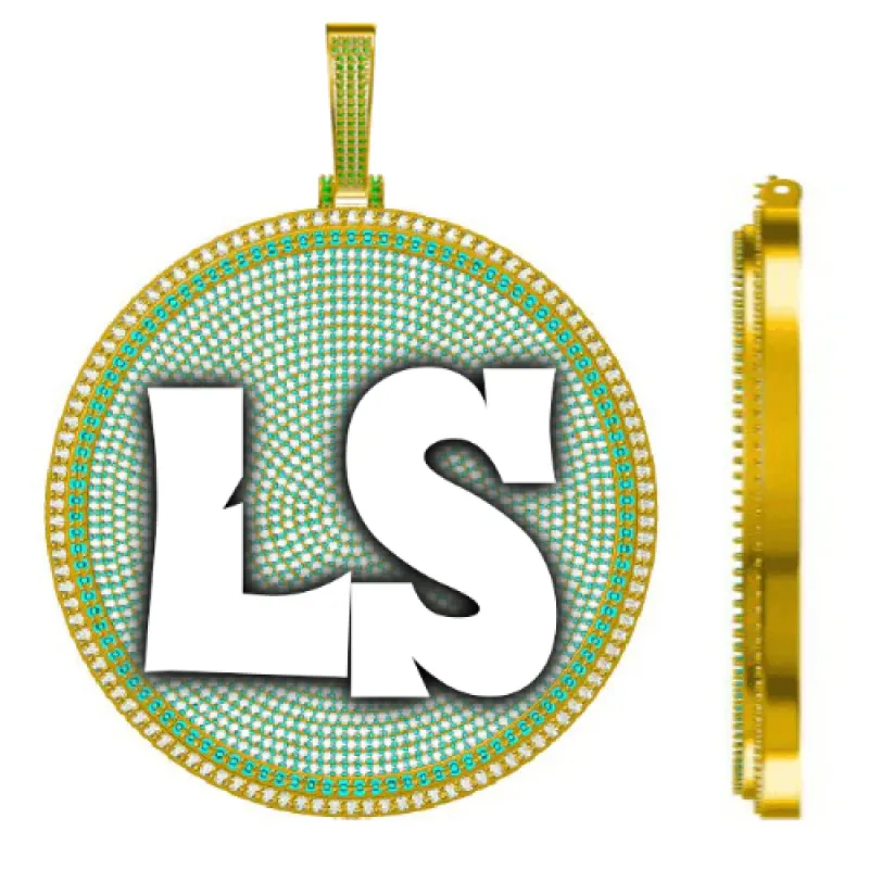 CUSTOM LETTER NECKLACE 3D BIG DISC sold by The GUU Shop