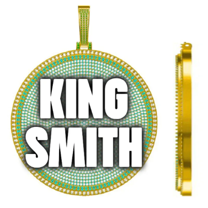 CUSTOM LETTER NECKLACE 3D BIG DISC sold by The GUU Shop