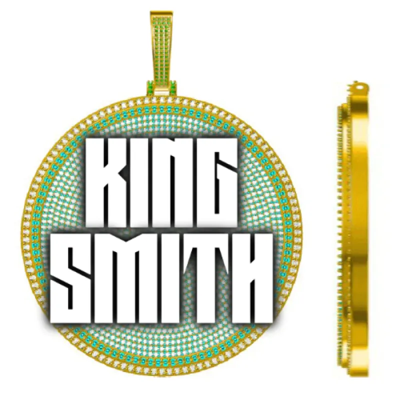 CUSTOM LETTER NECKLACE 3D BIG DISC sold by The GUU Shop