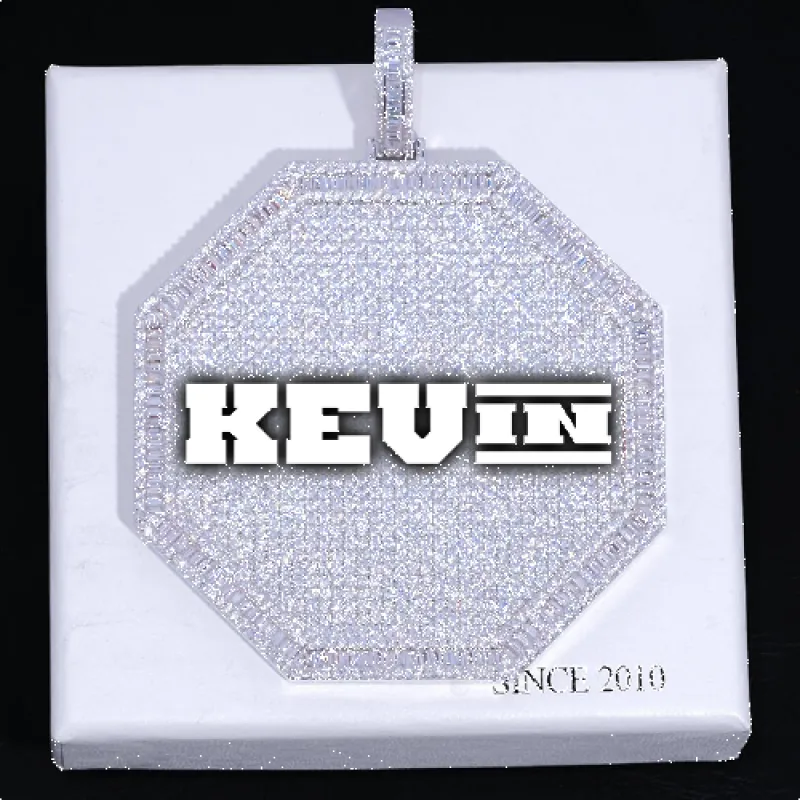 CUSTOM LETTER NECKLACE 3D BIG OCTAGON sold by The GUU Shop