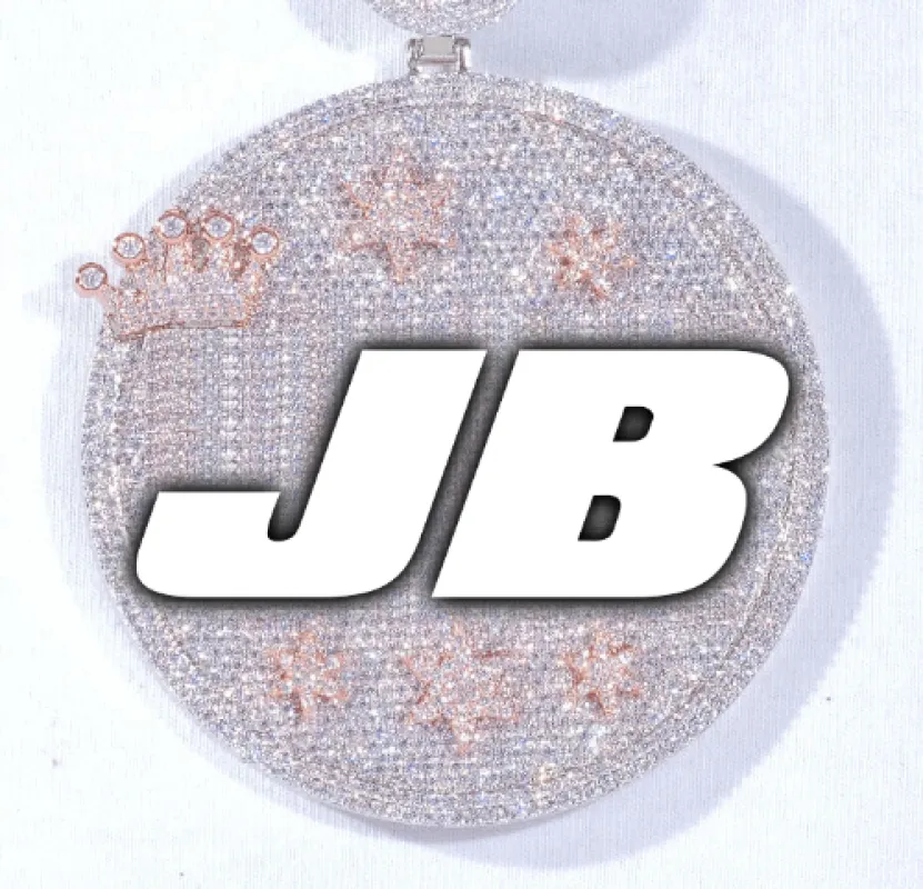 CUSTOM LETTER NECKLACE 3D BIG CROWN DISC sold by The GUU Shop