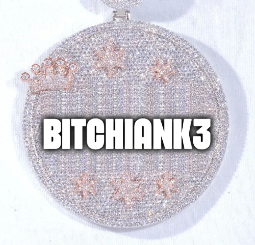 CUSTOM LETTER NECKLACE 3D BIG CROWN DISC sold by The GUU Shop