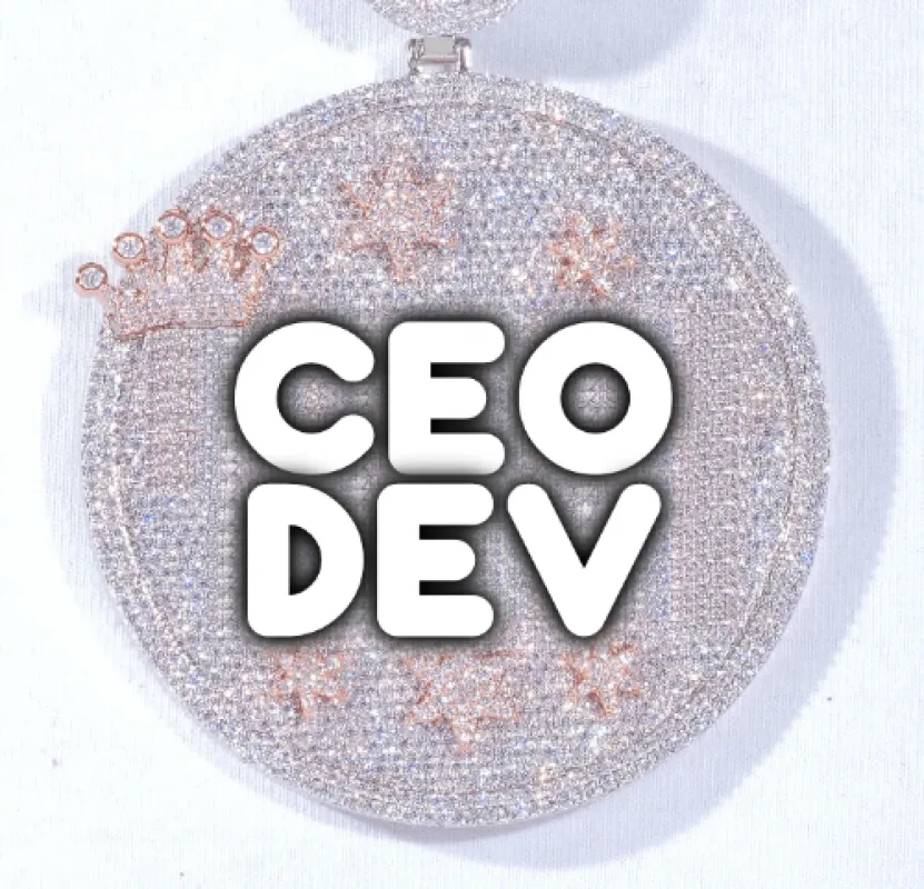 CUSTOM LETTER NECKLACE 3D BIG CROWN DISC sold by The GUU Shop