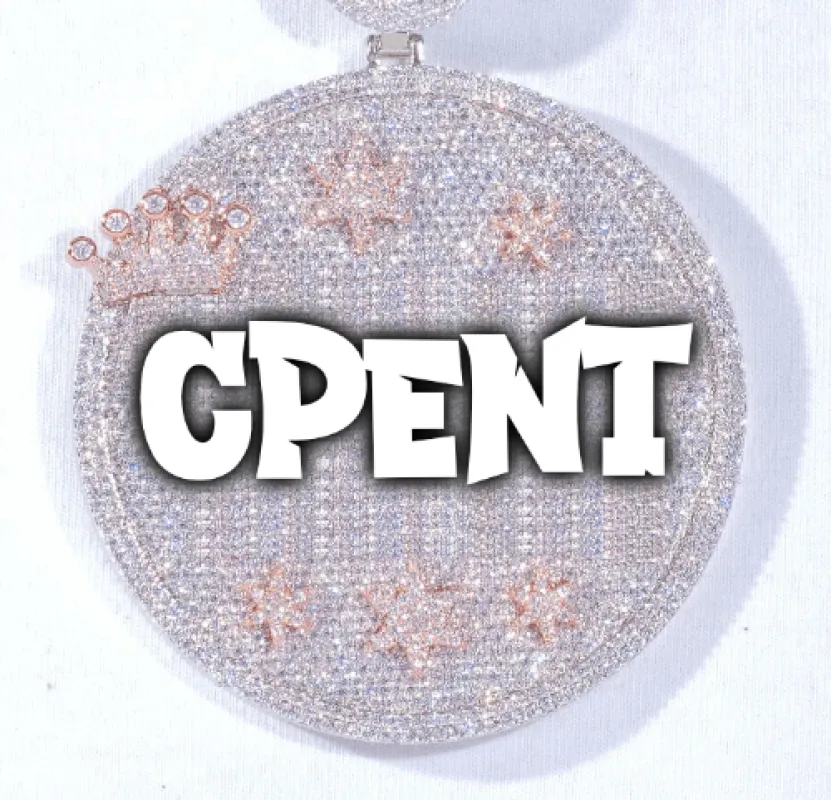 CUSTOM LETTER NECKLACE 3D BIG CROWN DISC sold by The GUU Shop