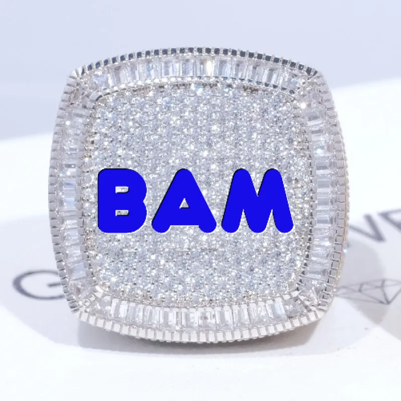CUSTOM LETTER 3D ICED RING sold by The GUU Shop