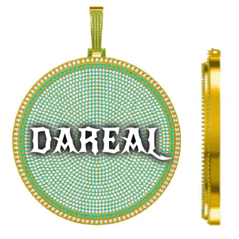 CUSTOM LETTER NECKLACE 3D BIG DISC sold by The GUU Shop