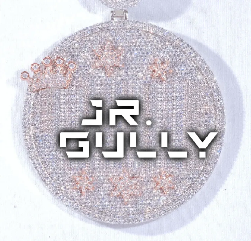 CUSTOM LETTER NECKLACE 3D BIG CROWN DISC sold by The GUU Shop