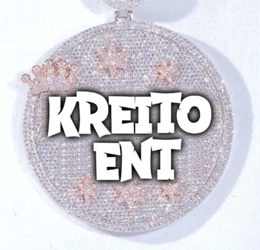 CUSTOM LETTER NECKLACE 3D BIG CROWN DISC sold by The GUU Shop