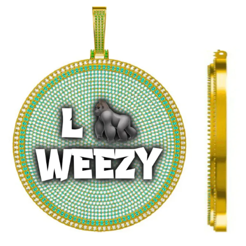 CUSTOM LETTER NECKLACE 3D BIG DISC sold by The GUU Shop