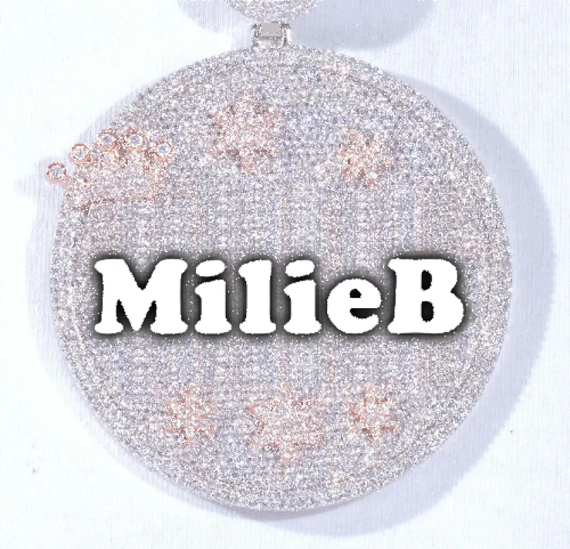 CUSTOM LETTER NECKLACE 3D BIG CROWN DISC sold by The GUU Shop