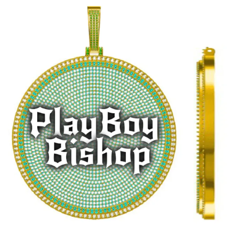 CUSTOM LETTER NECKLACE 3D BIG DISC sold by The GUU Shop