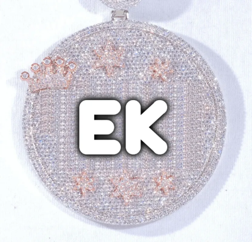 CUSTOM LETTER NECKLACE 3D BIG CROWN DISC sold by The GUU Shop