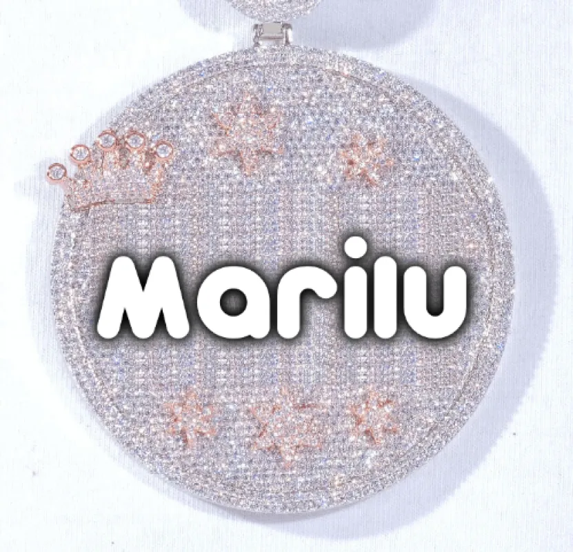 CUSTOM LETTER NECKLACE 3D BIG CROWN DISC sold by The GUU Shop