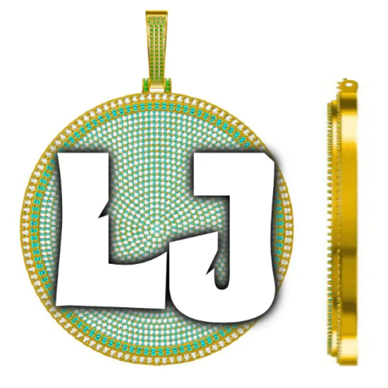 CUSTOM LETTER NECKLACE 3D BIG DISC sold by The GUU Shop