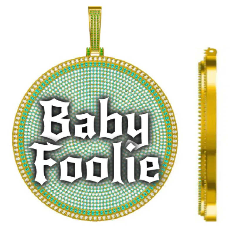 CUSTOM LETTER NECKLACE 3D BIG DISC sold by The GUU Shop