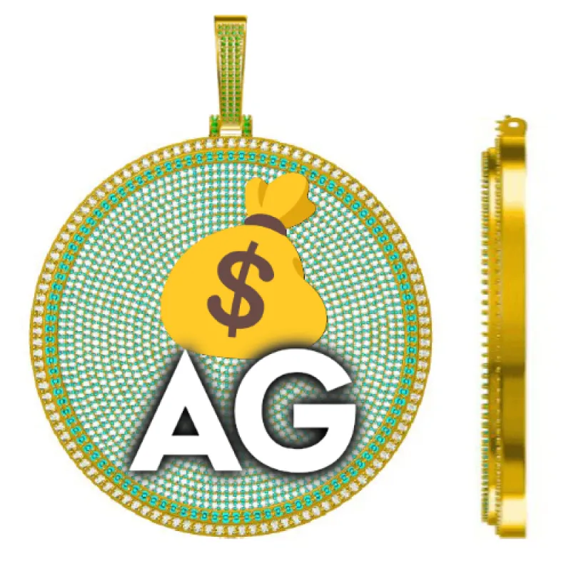 CUSTOM LETTER NECKLACE 3D BIG DISC sold by The GUU Shop