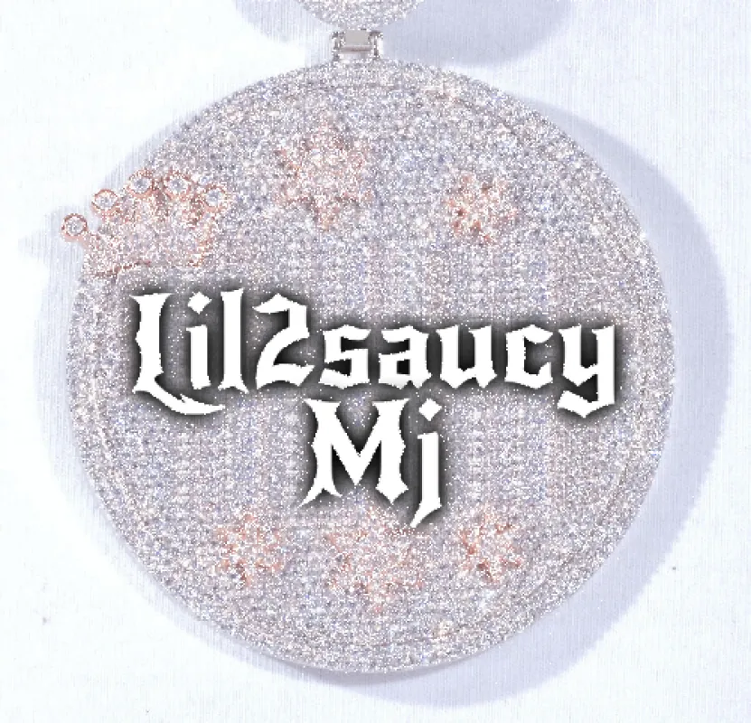 CUSTOM LETTER NECKLACE 3D BIG CROWN DISC sold by The GUU Shop