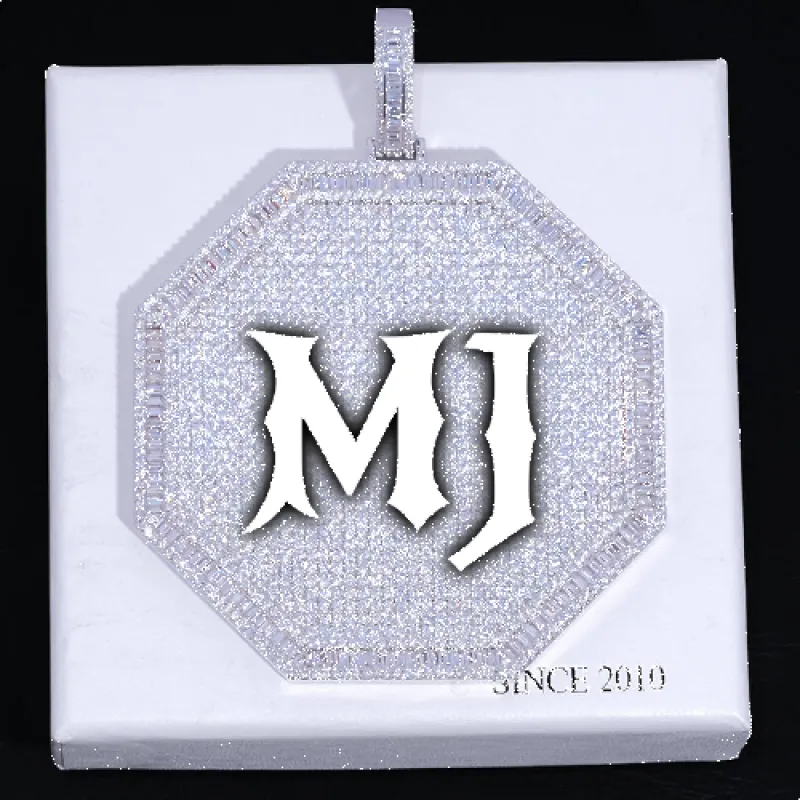 CUSTOM LETTER NECKLACE 3D BIG OCTAGON sold by The GUU Shop