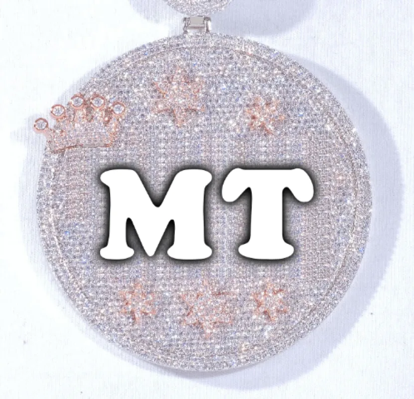 CUSTOM LETTER NECKLACE 3D BIG CROWN DISC sold by The GUU Shop