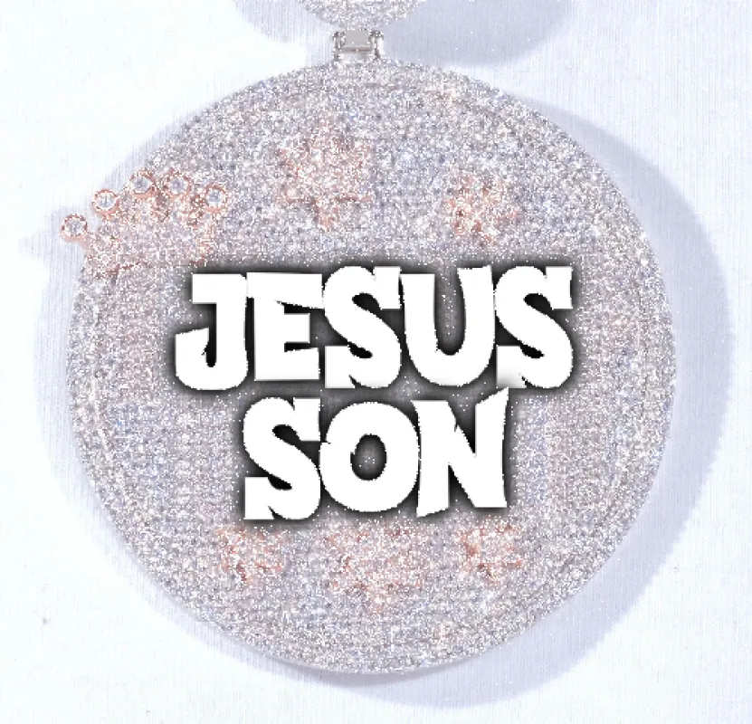 CUSTOM LETTER NECKLACE 3D BIG CROWN DISC sold by The GUU Shop