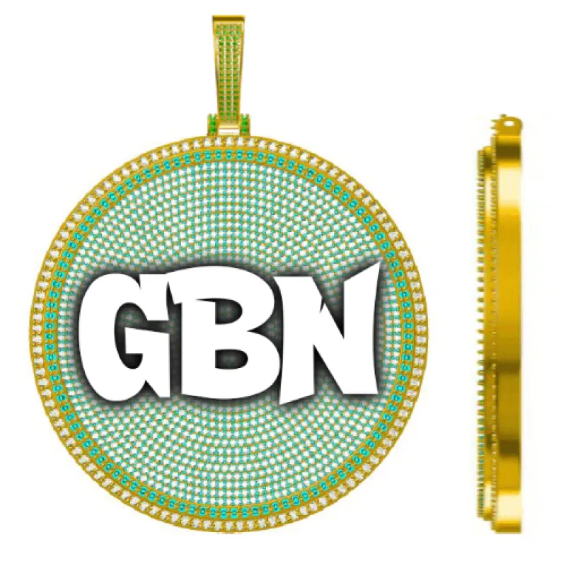 CUSTOM LETTER NECKLACE 3D BIG DISC sold by The GUU Shop