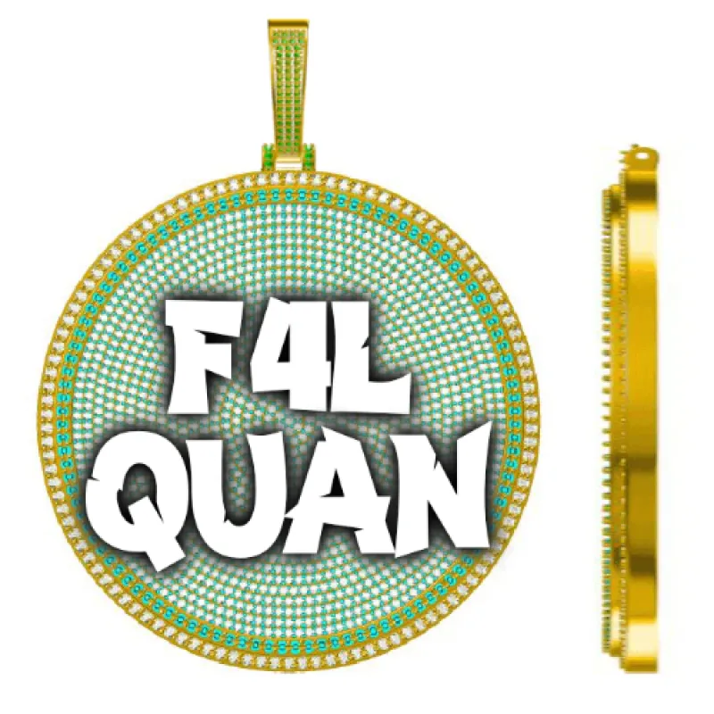 CUSTOM LETTER NECKLACE 3D BIG DISC sold by The GUU Shop