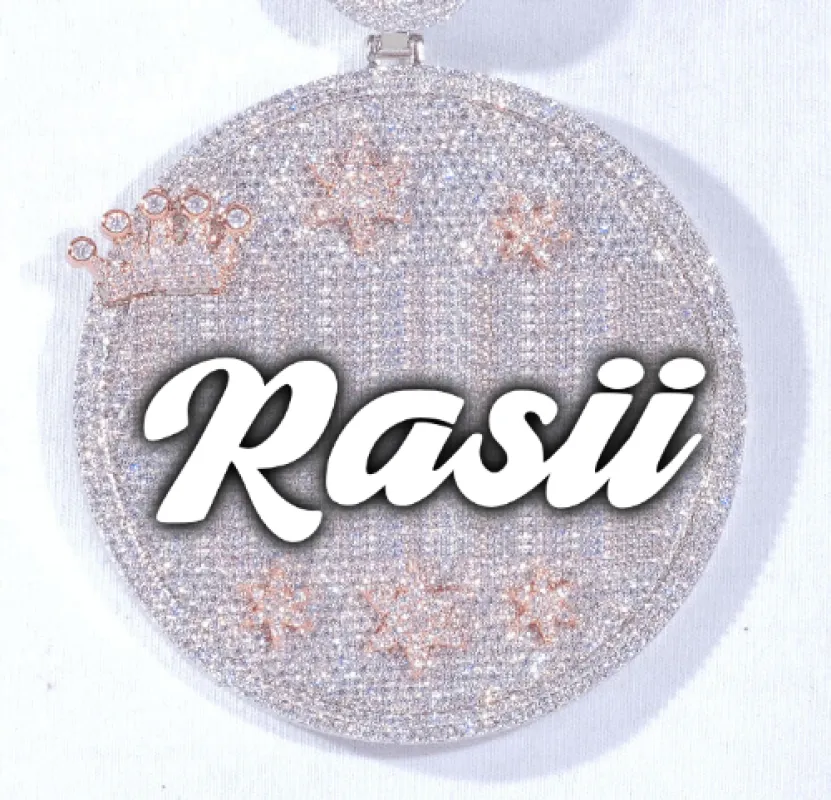 CUSTOM LETTER NECKLACE 3D BIG CROWN DISC sold by The GUU Shop