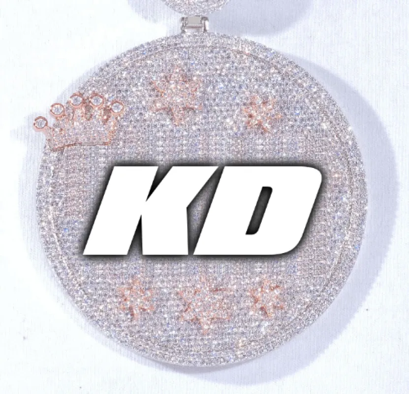 CUSTOM LETTER NECKLACE 3D BIG CROWN DISC sold by The GUU Shop