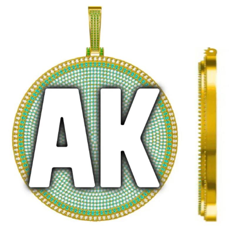 CUSTOM LETTER NECKLACE 3D BIG DISC sold by The GUU Shop