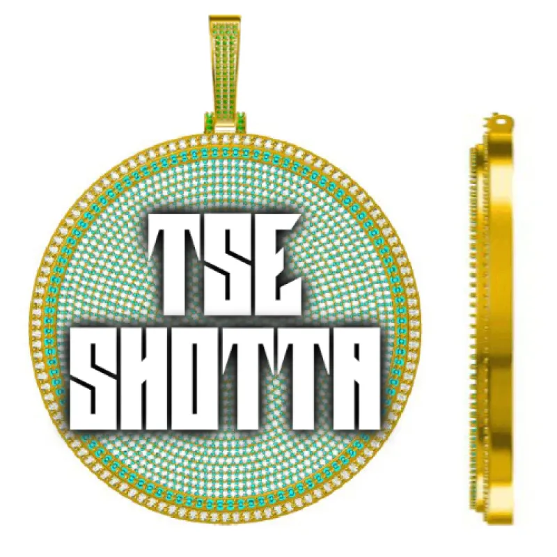 CUSTOM LETTER NECKLACE 3D BIG DISC sold by The GUU Shop