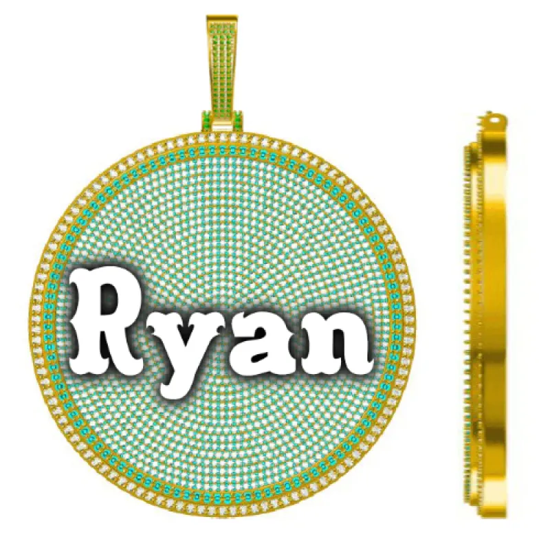 CUSTOM LETTER NECKLACE 3D BIG DISC sold by The GUU Shop