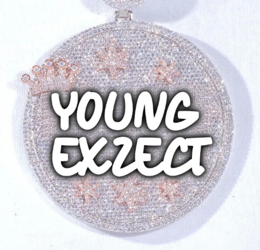 CUSTOM LETTER NECKLACE 3D BIG CROWN DISC sold by The GUU Shop